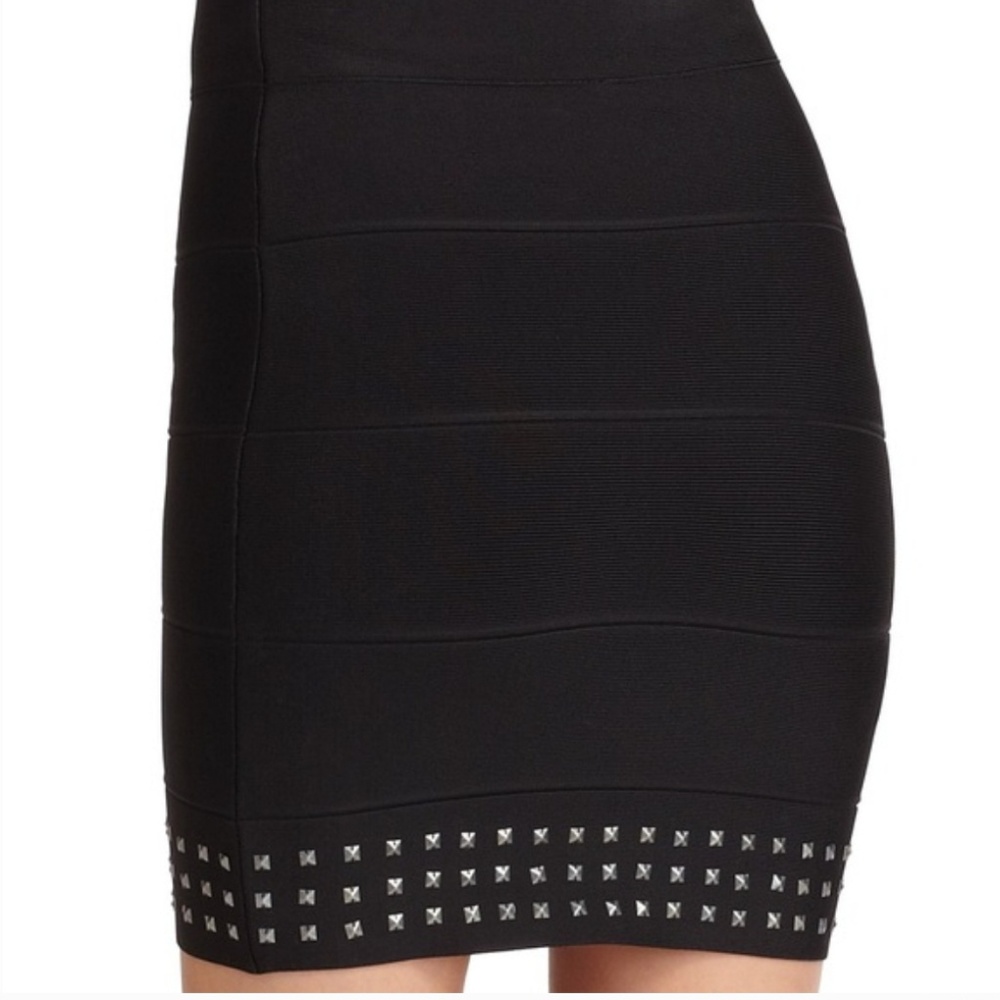 BCBGMaxAzria Black Studded Mini Bandage Skirt-S